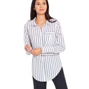 AYR White and Blue Striped Button Down Shirt